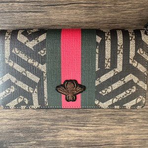 GUCCI GG Caleido Web Bee Long Wallet 495522